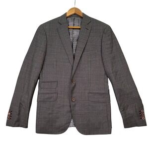 J. Hilburn Reda 1865 Men 40L Slim Wool Blazer Sport Coat Brown Grey Athletic Fit